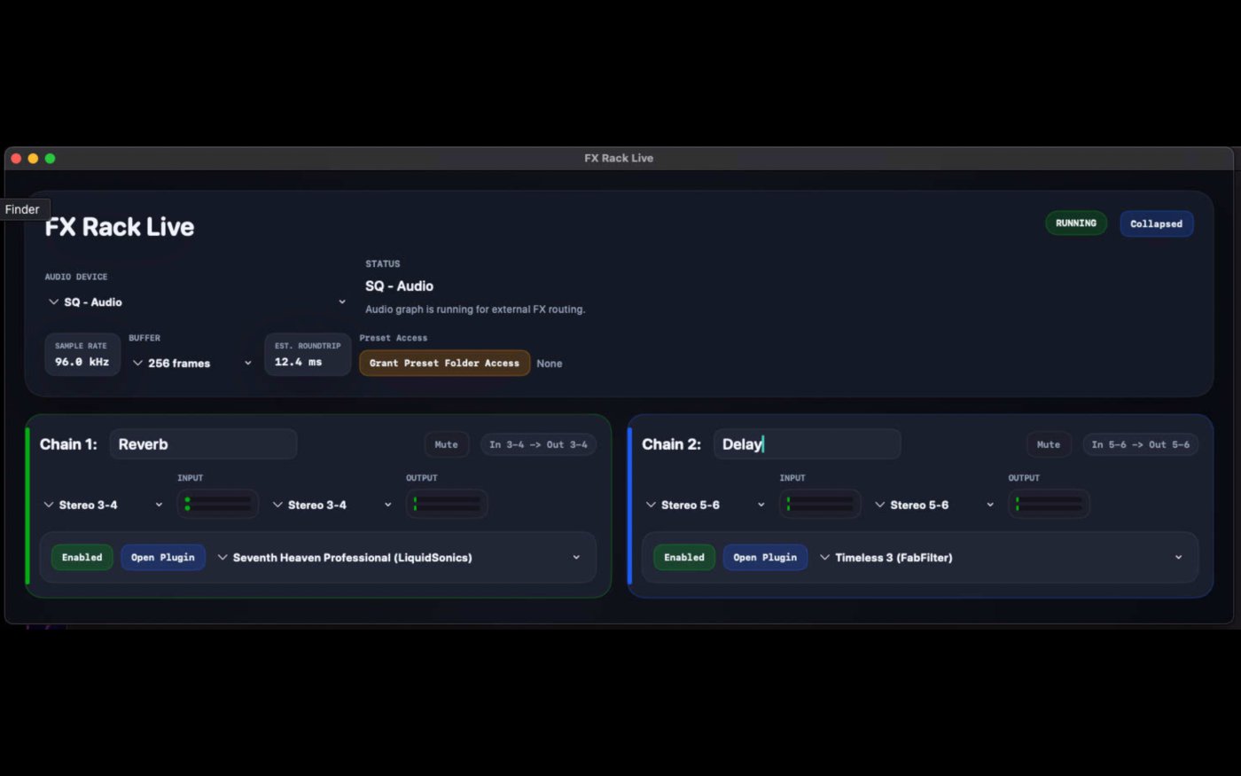 FX Rack Live compact live view FX Rack Live compact live view
